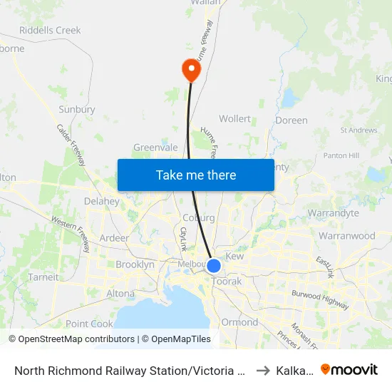 North Richmond Railway Station/Victoria St #19 to Kalkallo map