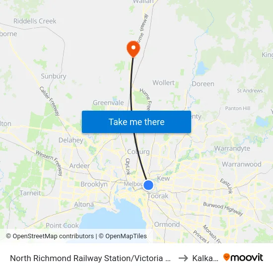North Richmond Railway Station/Victoria St #19 to Kalkallo map