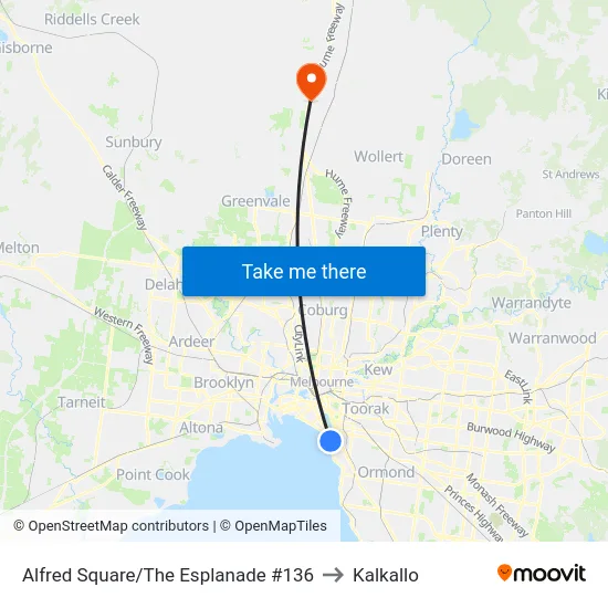 Alfred Square/The Esplanade #136 to Kalkallo map