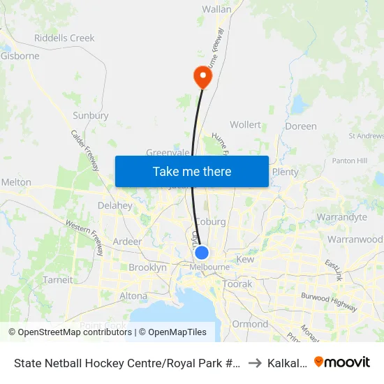 State Netball Hockey Centre/Royal Park #25 to Kalkallo map
