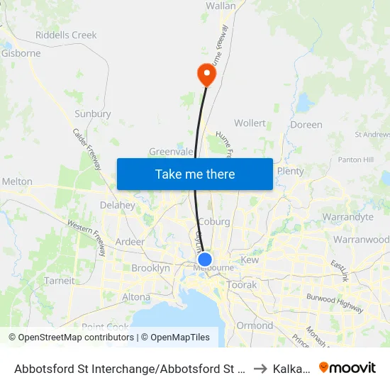Abbotsford St Interchange/Abbotsford St #19 to Kalkallo map