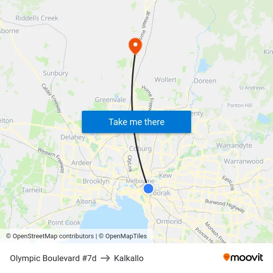 Olympic Boulevard #7d to Kalkallo map