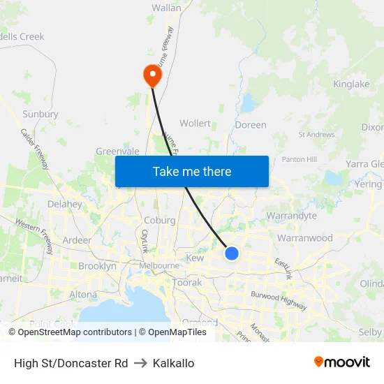 High St/Doncaster Rd to Kalkallo map