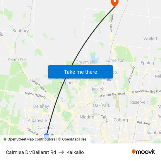 Cairnlea Dr/Ballarat Rd to Kalkallo map