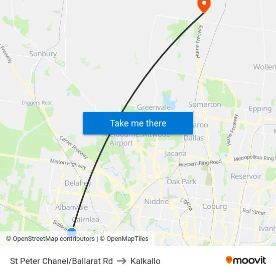 St Peter Chanel/Ballarat Rd to Kalkallo map