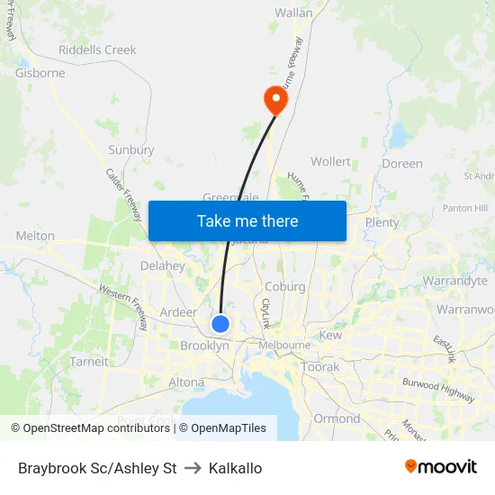 Braybrook Sc/Ashley St to Kalkallo map