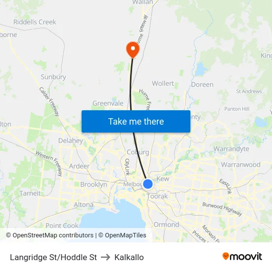 Langridge St/Hoddle St to Kalkallo map