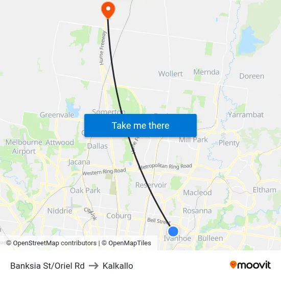 Banksia St/Oriel Rd to Kalkallo map