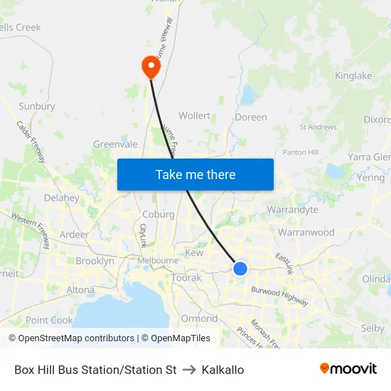 Box Hill Bus Station/Station St to Kalkallo map