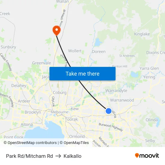 Park Rd/Mitcham Rd to Kalkallo map