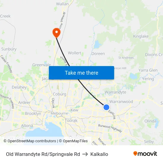 Old Warrandyte Rd/Springvale Rd to Kalkallo map