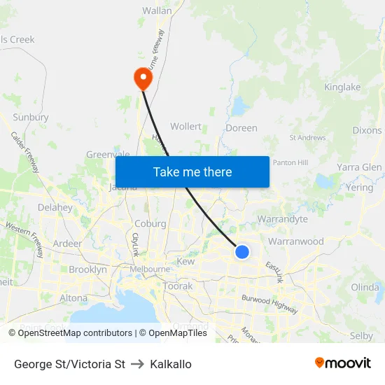 George St/Victoria St to Kalkallo map