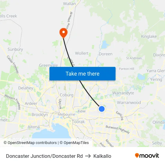 Doncaster Junction/Doncaster Rd to Kalkallo map