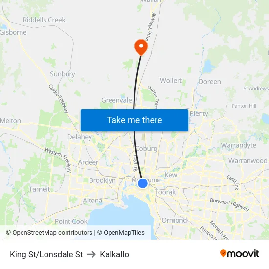King St/Lonsdale St to Kalkallo map