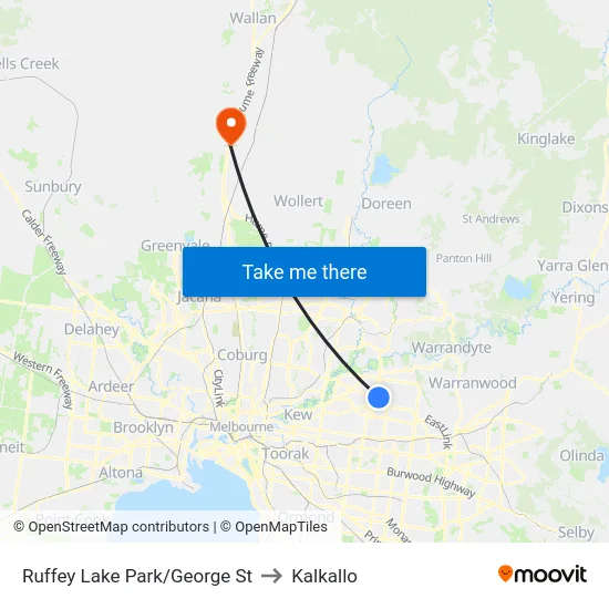 Ruffey Lake Park/George St to Kalkallo map