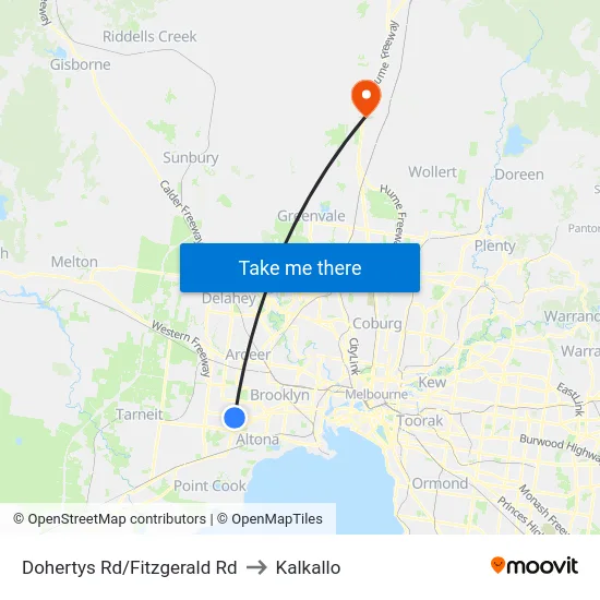 Dohertys Rd/Fitzgerald Rd to Kalkallo map
