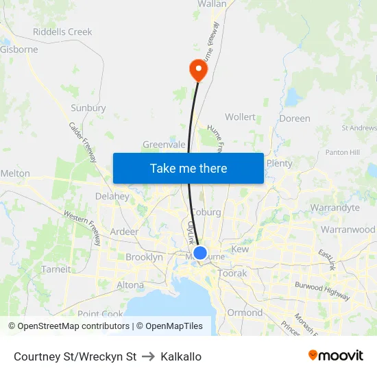 Courtney St/Wreckyn St to Kalkallo map
