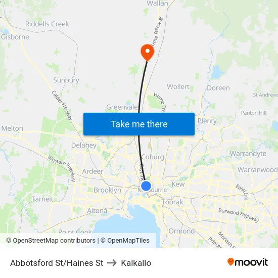 Abbotsford St/Haines St to Kalkallo map