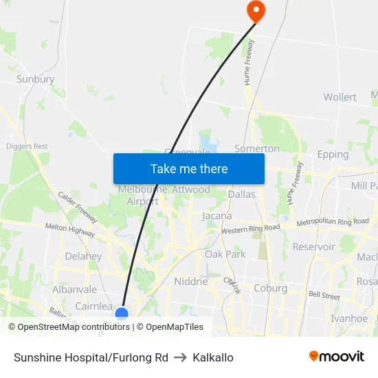 Sunshine Hospital/Furlong Rd to Kalkallo map