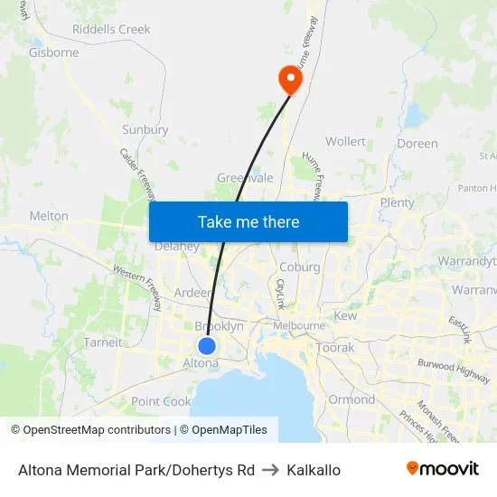 Altona Memorial Park/Dohertys Rd to Kalkallo map