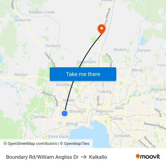 Boundary Rd/William Angliss Dr to Kalkallo map
