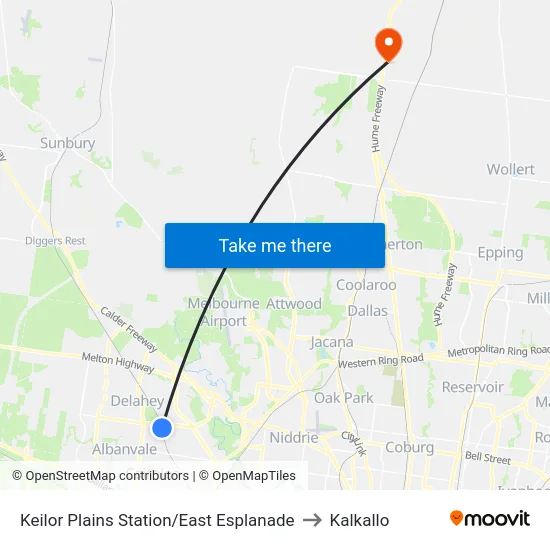 Keilor Plains Station/East Esplanade to Kalkallo map