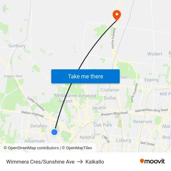 Wimmera Cres/Sunshine Ave to Kalkallo map