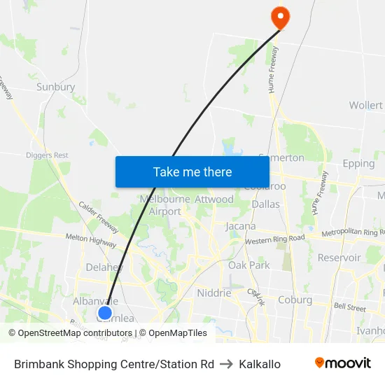 Brimbank Shopping Centre/Station Rd to Kalkallo map