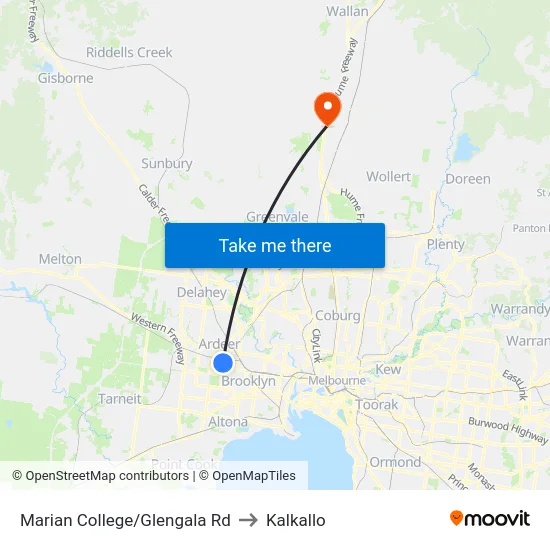 Marian College/Glengala Rd to Kalkallo map