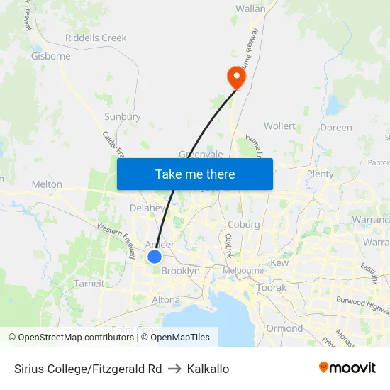 Sirius College/Fitzgerald Rd to Kalkallo map
