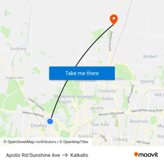 Apollo Rd/Sunshine Ave to Kalkallo map