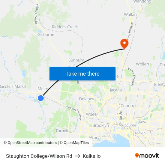 Staughton College/Wilson Rd to Kalkallo map