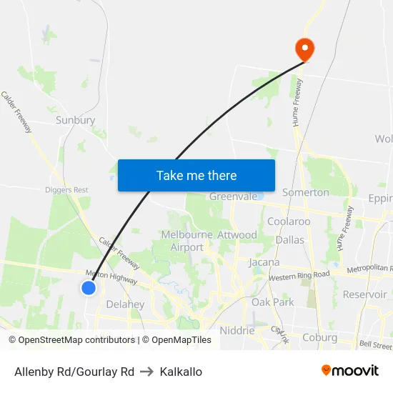 Allenby Rd/Gourlay Rd to Kalkallo map