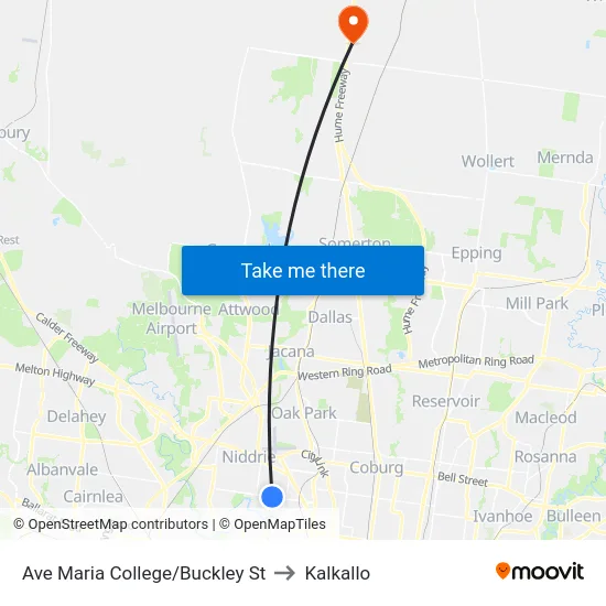 Ave Maria College/Buckley St to Kalkallo map