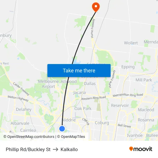 Phillip Rd/Buckley St to Kalkallo map