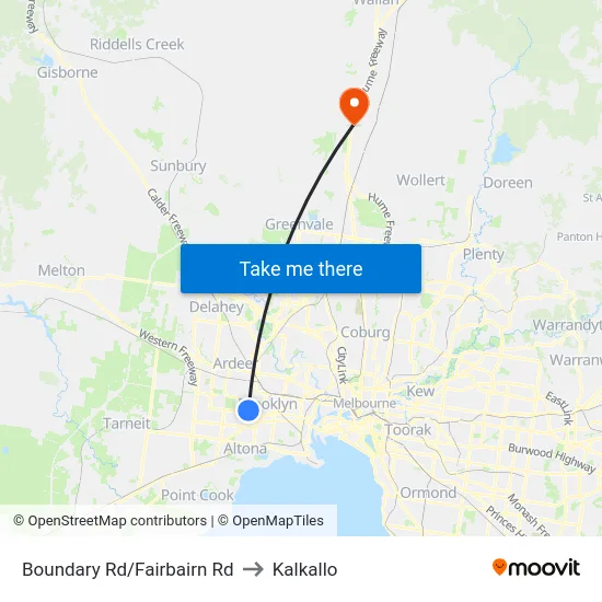 Boundary Rd/Fairbairn Rd to Kalkallo map
