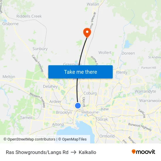 Ras Showgrounds/Langs Rd to Kalkallo map