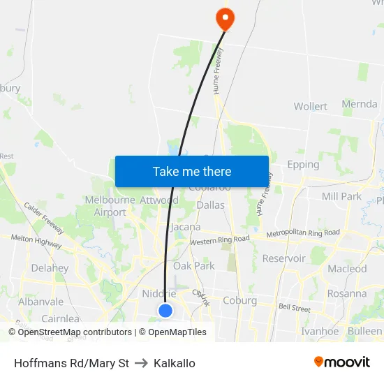Hoffmans Rd/Mary St to Kalkallo map