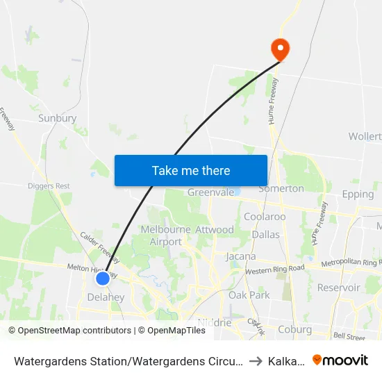 Watergardens Station/Watergardens Circuit Rd to Kalkallo map