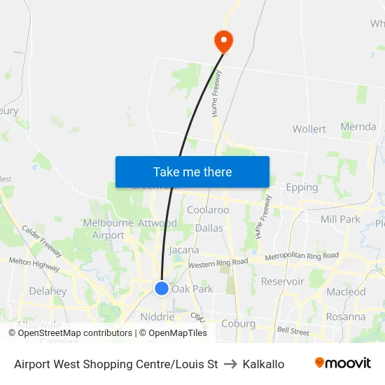 Airport West Shopping Centre/Louis St to Kalkallo map