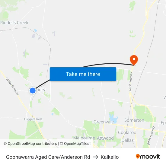 Goonawarra Aged Care/Anderson Rd to Kalkallo map