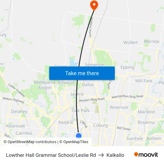 Lowther Hall Grammar School/Leslie Rd to Kalkallo map