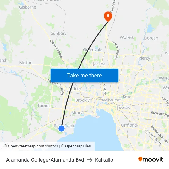 Alamanda College/Alamanda Bvd to Kalkallo map