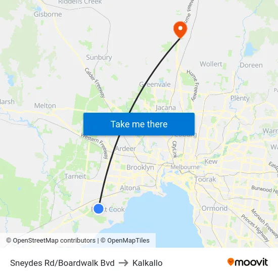 Sneydes Rd/Boardwalk Bvd to Kalkallo map