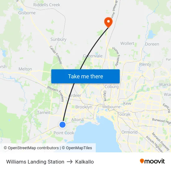 Williams Landing Station to Kalkallo map