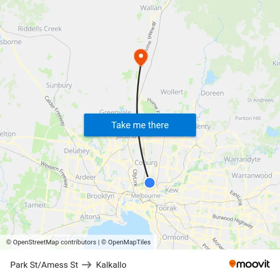 Park St/Amess St to Kalkallo map