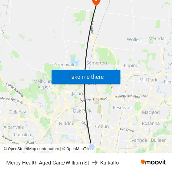 Mercy Health Aged Care/William St to Kalkallo map