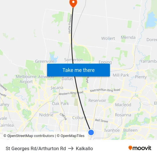 St Georges Rd/Arthurton Rd to Kalkallo map