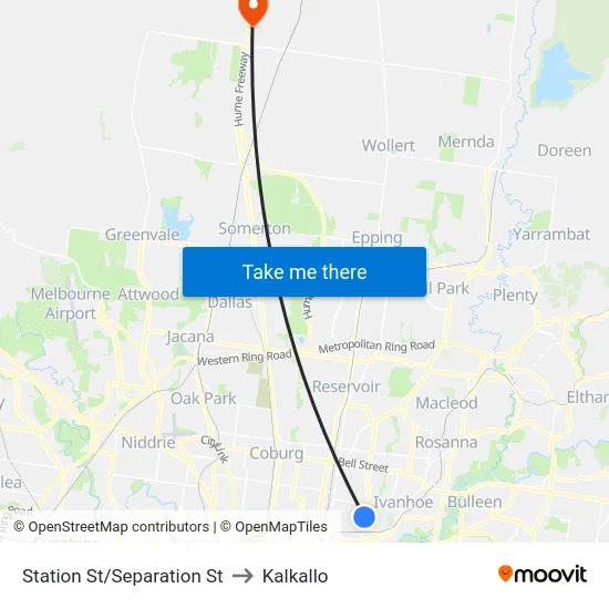 Station St/Separation St to Kalkallo map