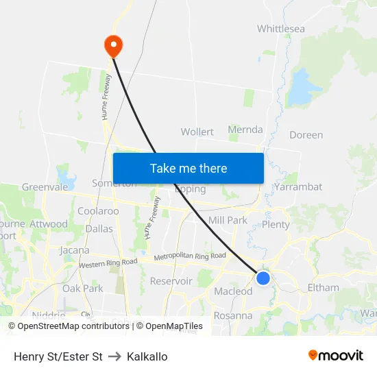 Henry St/Ester St to Kalkallo map